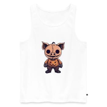 Cochon Halloween Bande dessinée Drôle - Débardeur bio Premium Homme - blanc - Devant - Michal (187cm)