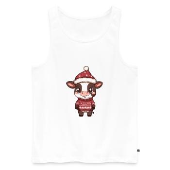 Kuh Weihnachten Comic - Männer Premium Bio Tank Top - Weiß - Vorne - Michal (187cm)