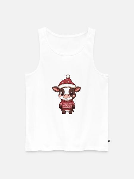 Cow Christmas Comic - Men's Premium Organic Tank Top - white