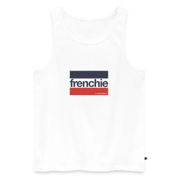 Frenchie Stripes - Französische Bulldogge - Männer Premium Bio Tank Top - Weiß - Vorne - Michal (187cm)