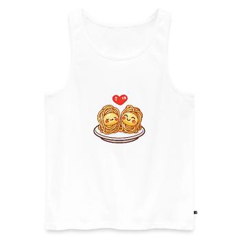Nudeln Pasta Paar Liebe Herz Comic - Männer Premium Bio Tank Top - Weiß - Vorne - Michal (187cm)