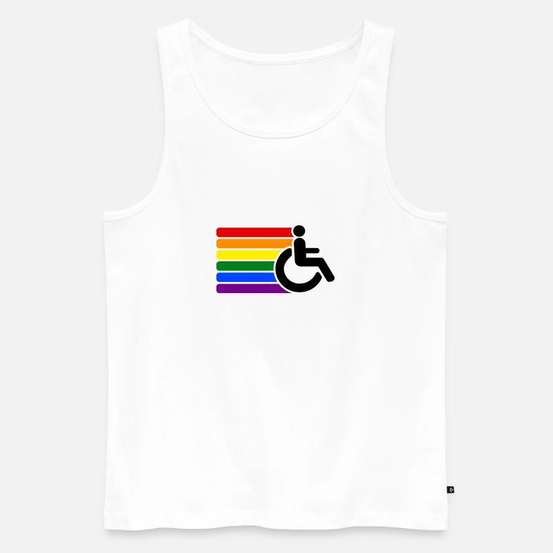 Rollstuhl Regenbogen Behindert - Männer Premium Bio Tank Top - Weiß