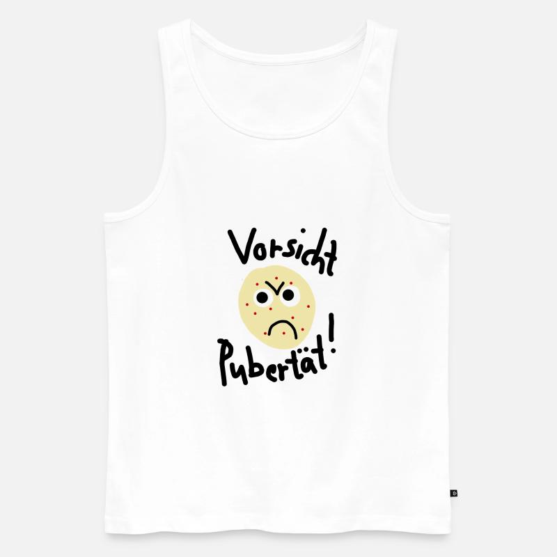 Vorsicht Pubertät - Männer Premium Bio Tank Top - Weiß