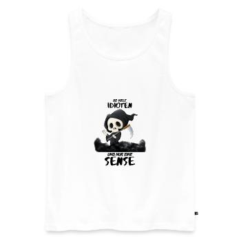 TOD - So viele IDIOTEN und nur eine SENSE - Männer Premium Bio Tank Top - Weiß - Vorne - Michal (187cm)