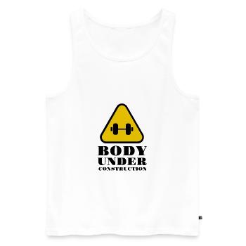 Body Under Construction - Männer Premium Bio Tank Top - Weiß - Vorne - Michal (187cm)