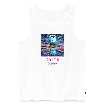 Korfu Griechenland Mondschein Design - Männer Premium Bio Tank Top - Weiß - Vorne - AI Model Male 178 light (178cm)