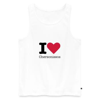 I Love Chersonissos - Débardeur bio Premium Homme - blanc - Devant - Michal (187cm)
