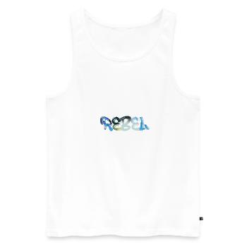 rebel,schrift,bunt,malerei,graffiti - Männer Premium Bio Tank Top - Weiß - Vorne - Michal (187cm)