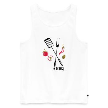 Barbecue, barbecue végétarien et végétalien - Débardeur bio Premium Homme - blanc - Devant - AI Model Male 178 light (178cm)