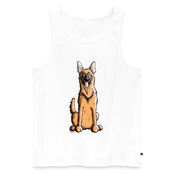 Happy Malinois - Belgian Shepherd Dog - Men's Premium Organic Tank Top - white - Front - Michal (187cm)