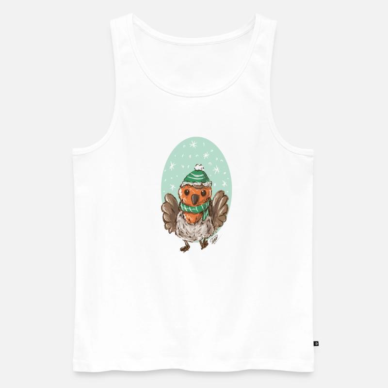 Rotkelchen mit Mütze - Männer Premium Bio Tank Top - Weiß