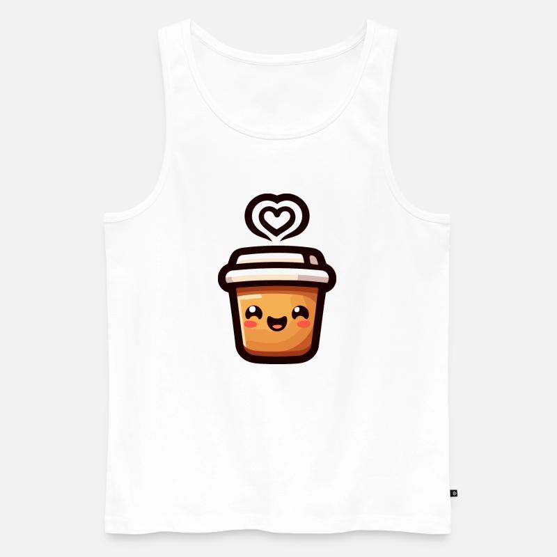 Caffeine Cutie : le joyeux Java - Débardeur bio Premium Homme - blanc