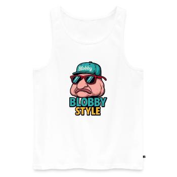 Blobby Style Cartoon Tee - Männer Premium Bio Tank Top - Weiß - Vorne - AI Model Male 178 light (178cm)