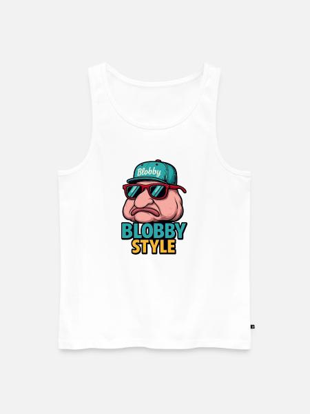 Blobby Style Cartoon Tee - Men's Premium Organic Tank Top - white