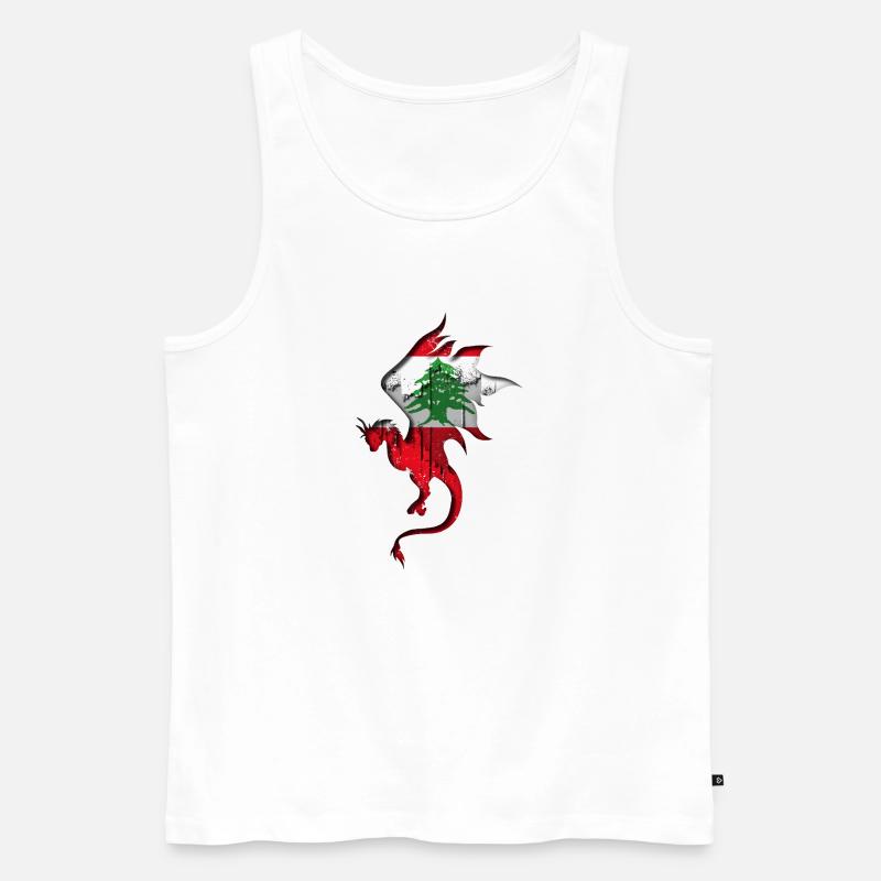Drapeau du Liban - Liban - Silhouette de dragon - Débardeur bio Premium Homme - blanc