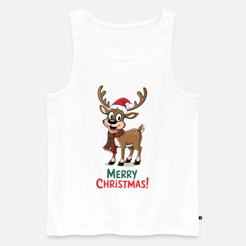 Rentier Weihnachtspullover lustig süß niedlich - Männer Premium Bio Tank Top - Weiß