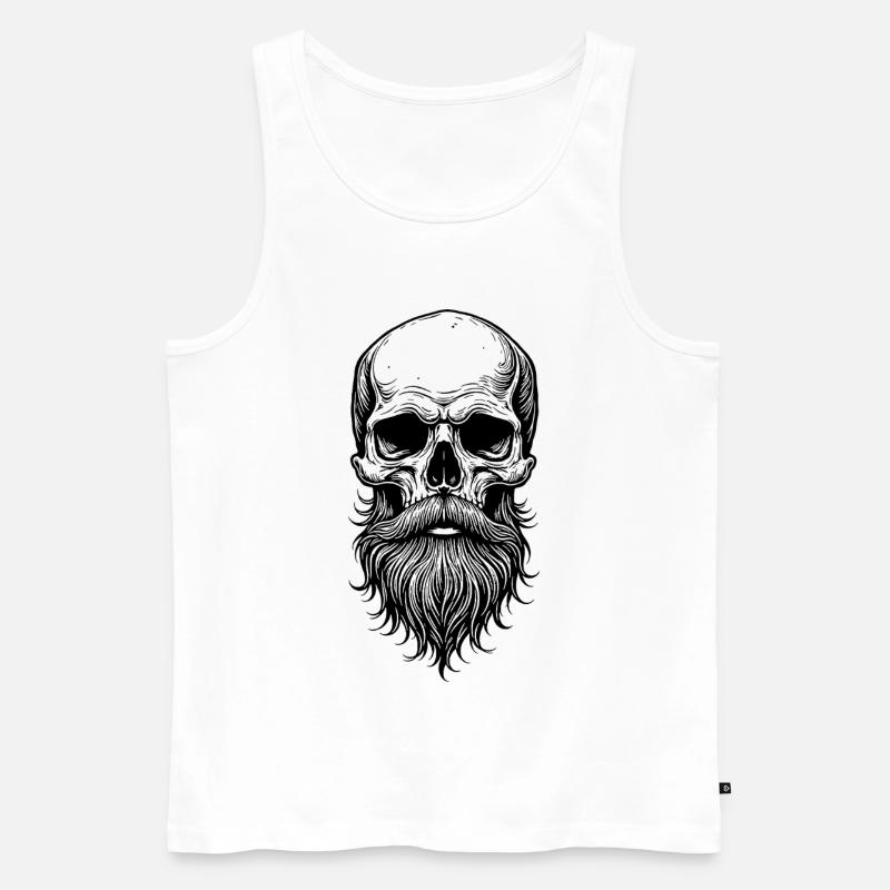 Skull mit Bart - Männer Premium Bio Tank Top - Weiß