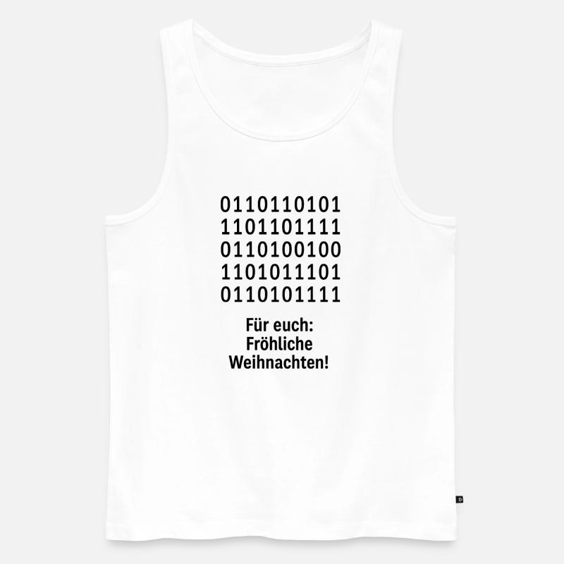 Christmas Code Binary Pattern - Men's Premium Organic Tank Top - white