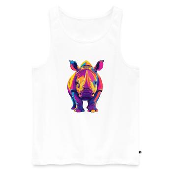 Colorful Rhino Pop Art Colorful Rhino Motif - Men's Premium Organic Tank Top - white - Front - Michal (187cm)