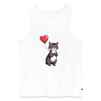 Katze mit Herz Ballon Geschenk Geburtstag - Männer Premium Bio Tank Top - Weiß - Vorne - Michal (187cm)