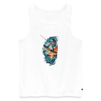 Sunset Waves Kiteboard Portrait - Débardeur bio Premium Homme - blanc - Devant - AI Model Male 178 light (178cm)