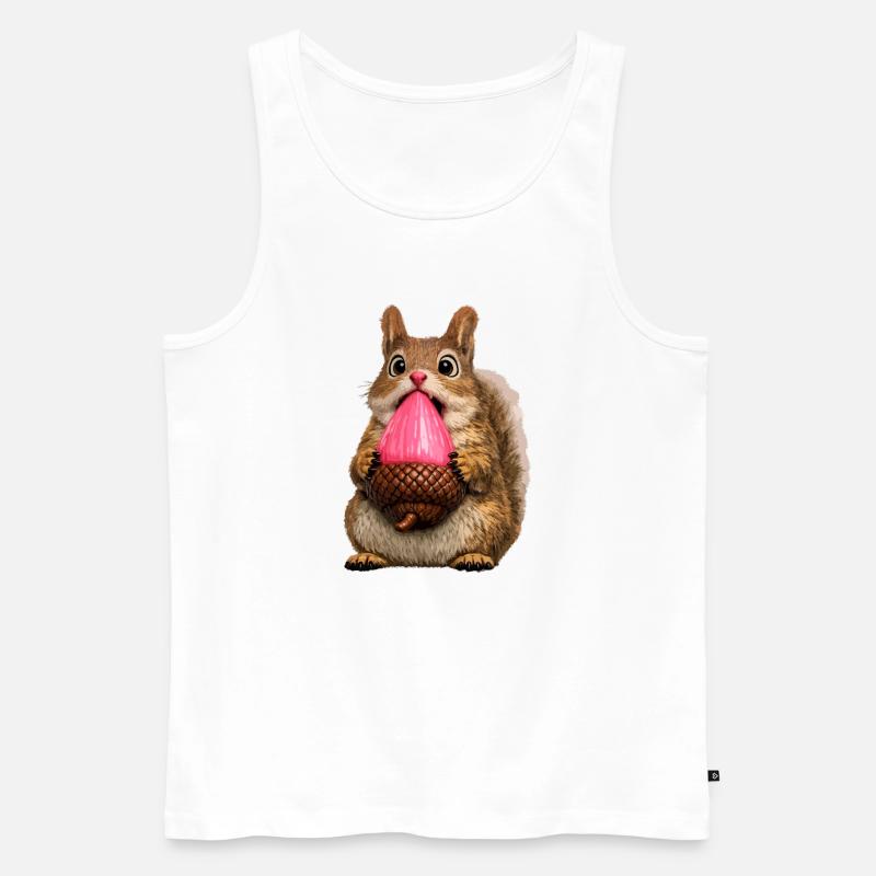 Süßes Eichhörnchen mit rosa Eichel - Männer Premium Bio Tank Top - Weiß