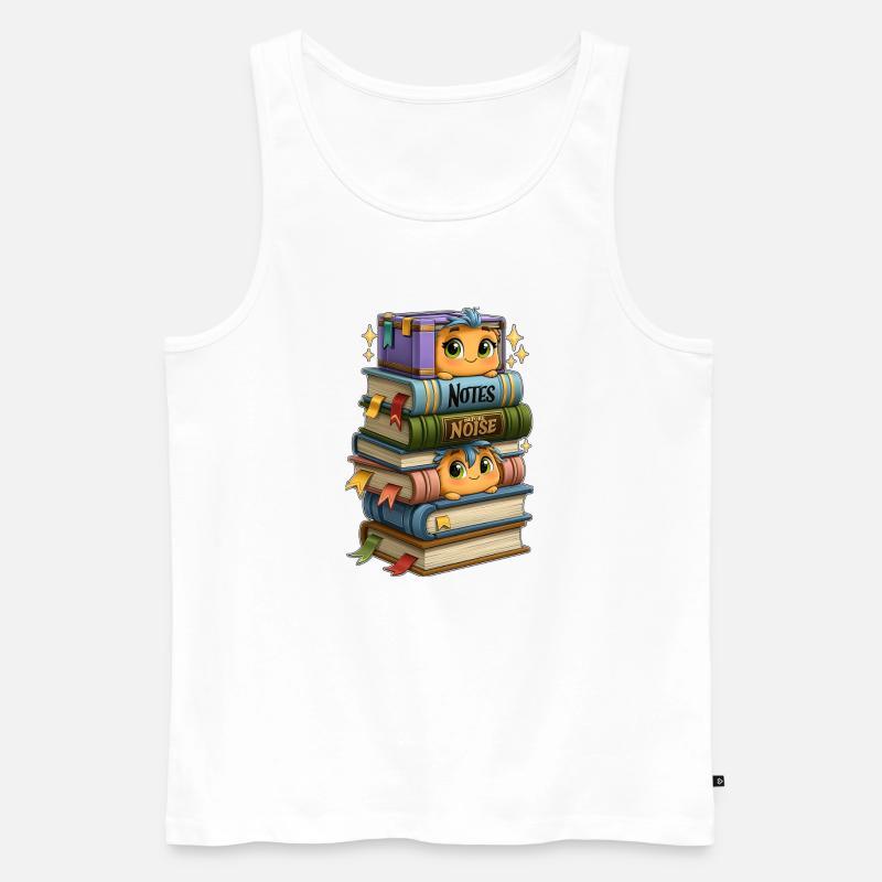 Book Stack with Birds - Men's Premium Organic Tank Top - white