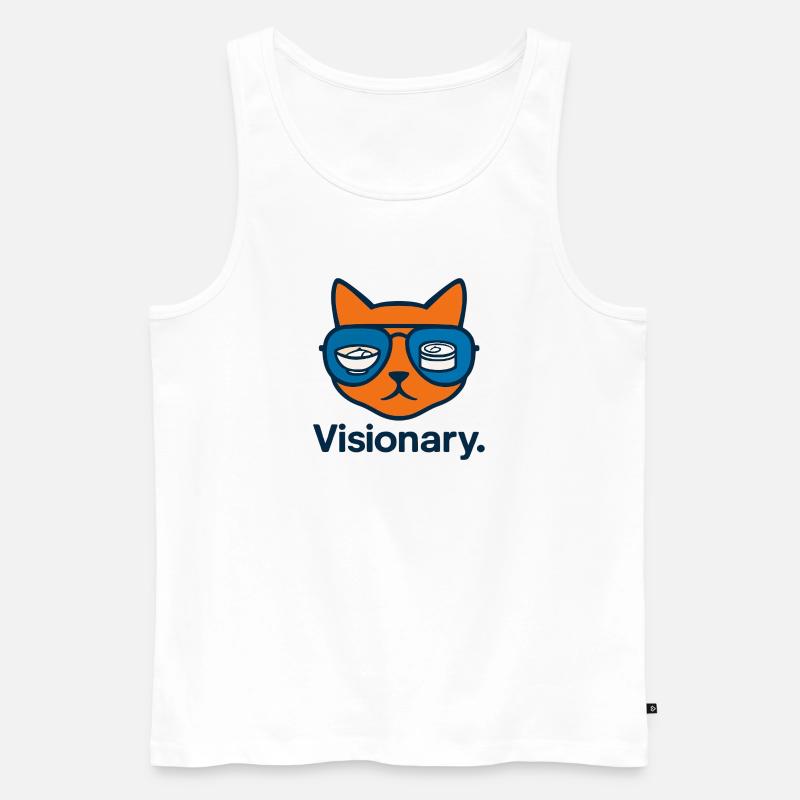 Visionäre Sushi-Katze mit Brille - Männer Premium Bio Tank Top - Weiß