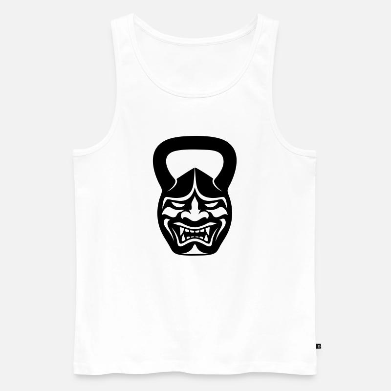 Gym Kettlebell Samurai Maske  - Männer Premium Bio Tank Top - Weiß