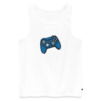 Motif de manette de jeu bleu - Débardeur bio Premium Homme - blanc - Devant - Michal (187cm)
