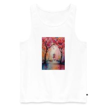 Herbstpagode in Blüte - Männer Premium Bio Tank Top - Weiß - Vorne - Michal (187cm)