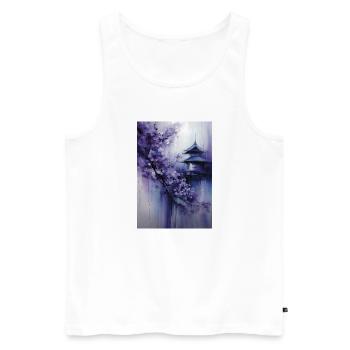 Lila Pagode und Blumen - Männer Premium Bio Tank Top - Weiß - Vorne - Michal (187cm)