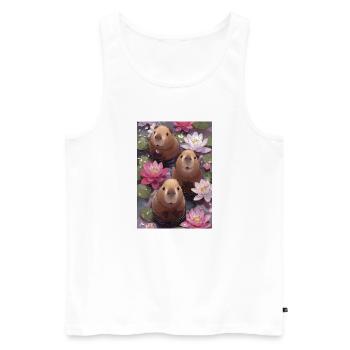 Three beavers among the water lilies - Men's Premium Organic Tank Top - white - Front - Michal (187cm)