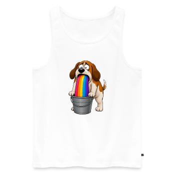 Rainbow Barfing Dog Bucket Mess - Men's Premium Organic Tank Top - white - Front - Michal (187cm)