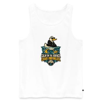 RobVibe Wildclub – Ruhige Oberflächenente - Männer Premium Bio Tank Top - Weiß - Vorne - Michal (187cm)