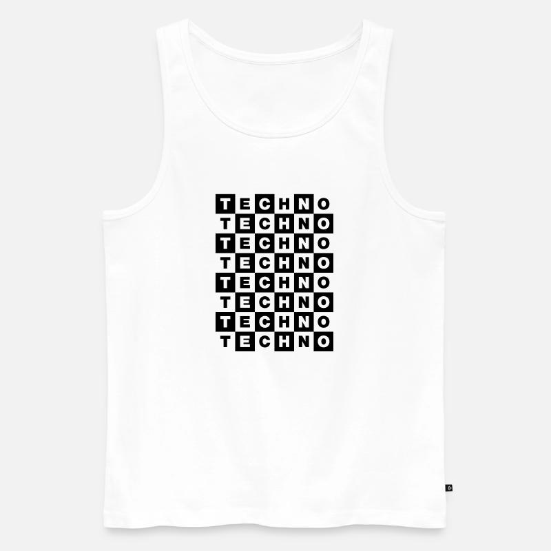 TECHNO - Männer Premium Bio Tank Top - Weiß