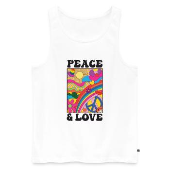 70s Retro Peace and Love Costume - Men's Premium Organic Tank Top - white - Front - Michal (187cm)