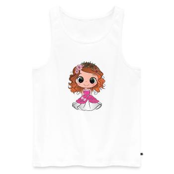 Princesse rousse aux yeux verts et une robe rose - Débardeur bio Premium Homme - blanc - Devant - AI Model Male 178 light (178cm)