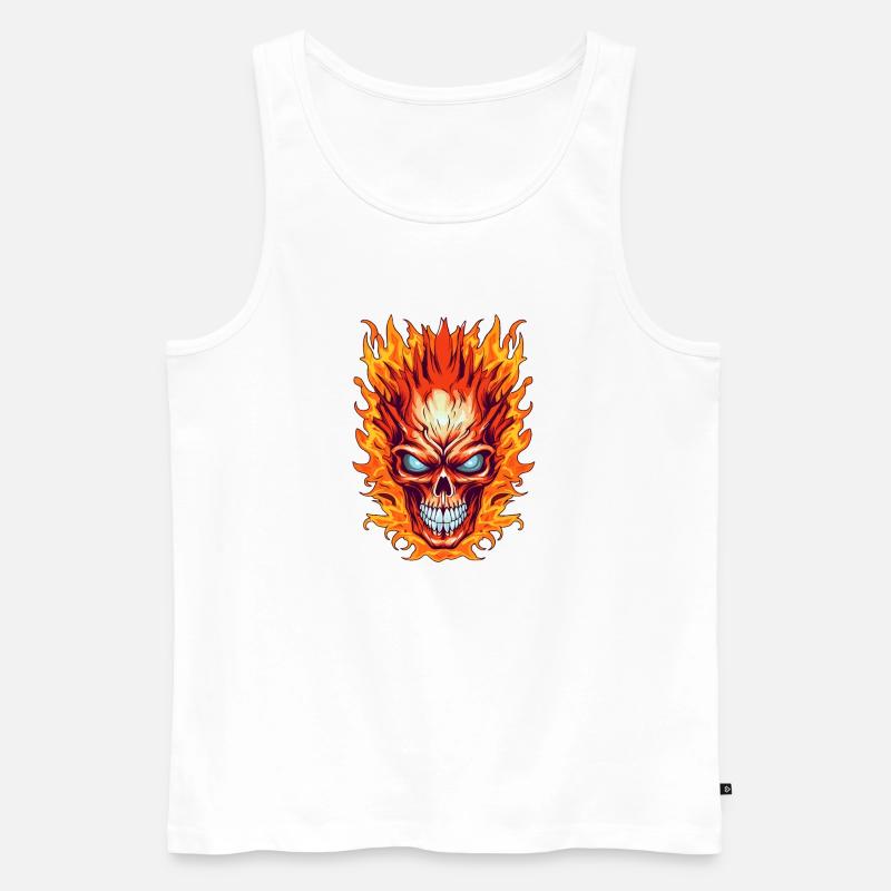 Flammenschädel - Männer Premium Bio Tank Top - Weiß