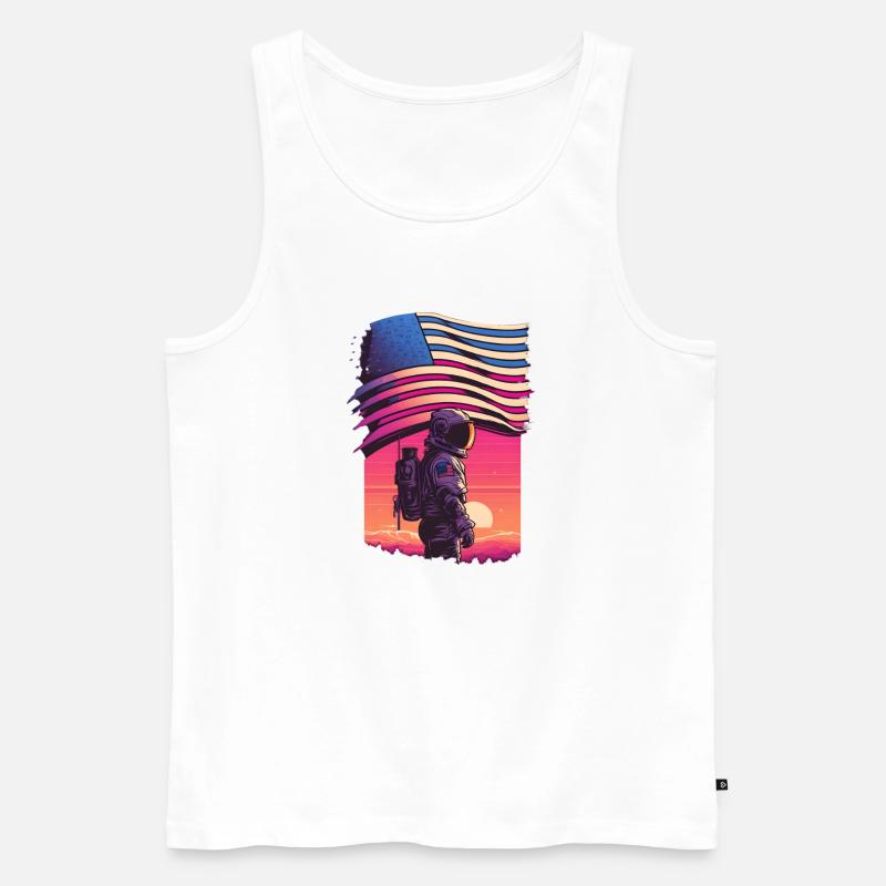 American synthwave Astronaut - Männer Premium Bio Tank Top - Weiß