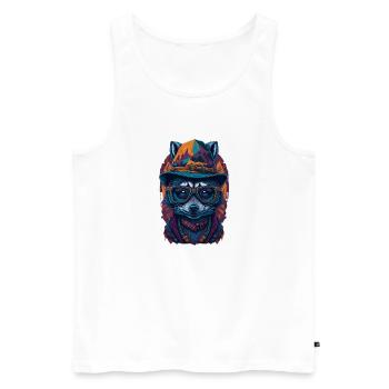 Mignon raton laveur avec chapeau et drôles de lunettes - Débardeur bio Premium Homme - blanc - Devant - Michal (187cm)