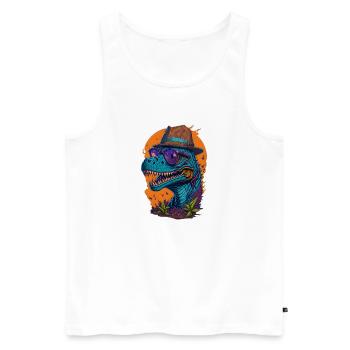 Dinosaurier mit Hut und Brille Lustig Modisch - Männer Premium Bio Tank Top - Weiß - Vorne - AI Model Male 178 light (178cm)