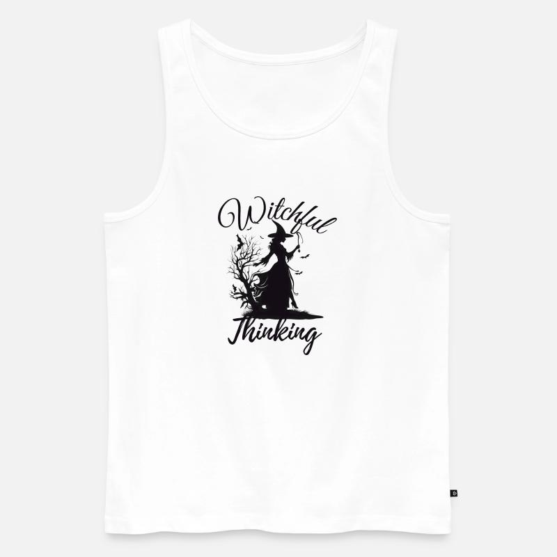 Halloween Witch, Witchful Thinking - Männer Premium Bio Tank Top - Weiß