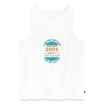 Januar 2005 Jubiläum Limitierte Auflage - Männer Premium Bio Tank Top - Weiß - Vorne - Michal (187cm)
