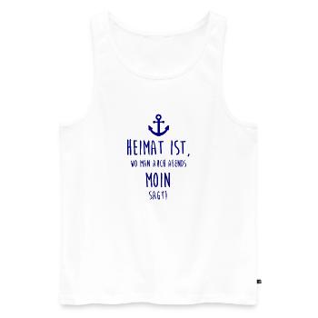 Heimat ist, wo man auch abends MOIN sagt! - Männer Premium Bio Tank Top - Weiß - Vorne - Michal (187cm)