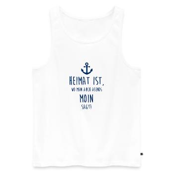 Heimat ist, wo man auch abends MOIN sagt! - Männer Premium Bio Tank Top - Weiß - Vorne - Michal (187cm)