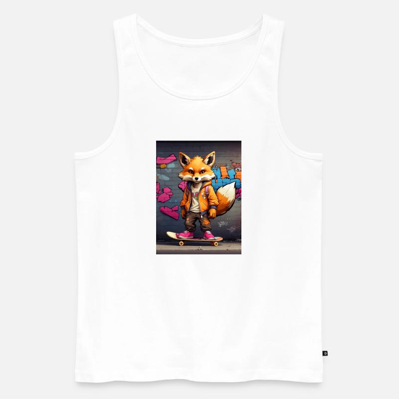 Fuchs auf Skateboard - Männer Premium Bio Tank Top - Weiß