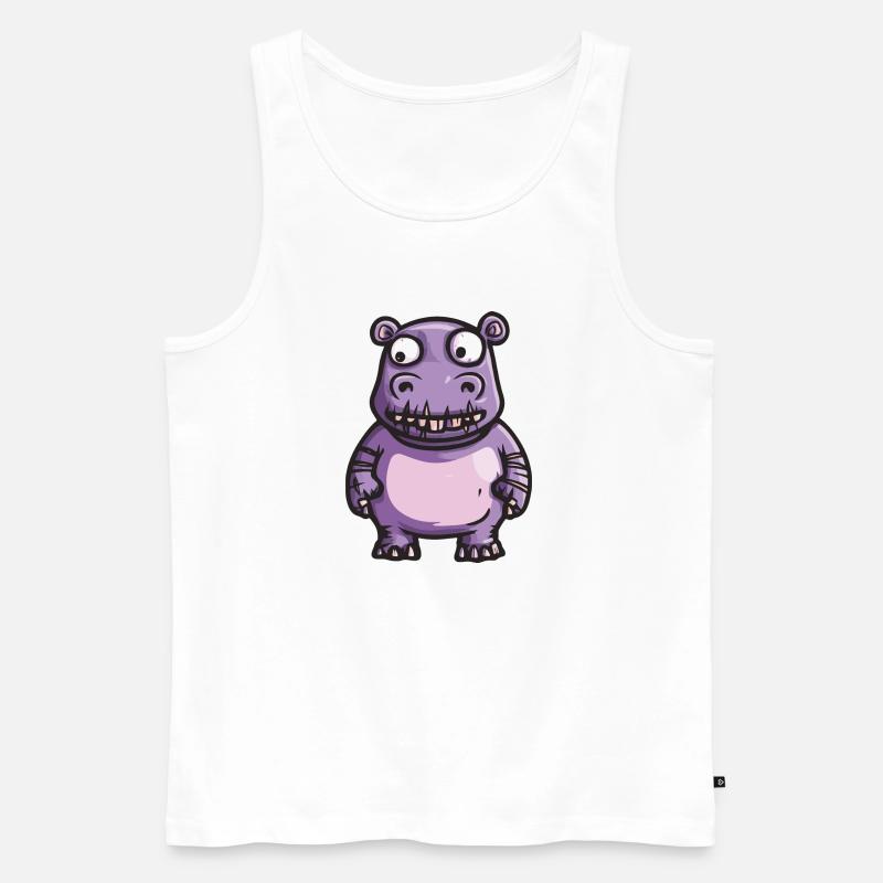 Nilpferd Halloween Comic Lustig - Männer Premium Bio Tank Top - Weiß