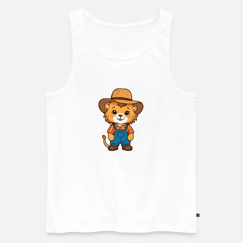 Babylöwe als Bauer - Männer Premium Bio Tank Top - Weiß