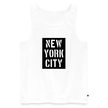 New York City - NYC - Manhattan - Brooklyn - Bronx - Débardeur bio Premium Homme - blanc - Devant - Michal (187cm)